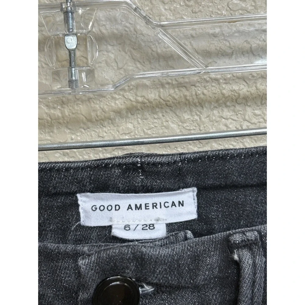 Good American High Rise Straight Leg Jeans Washed Black Size 6 / 28